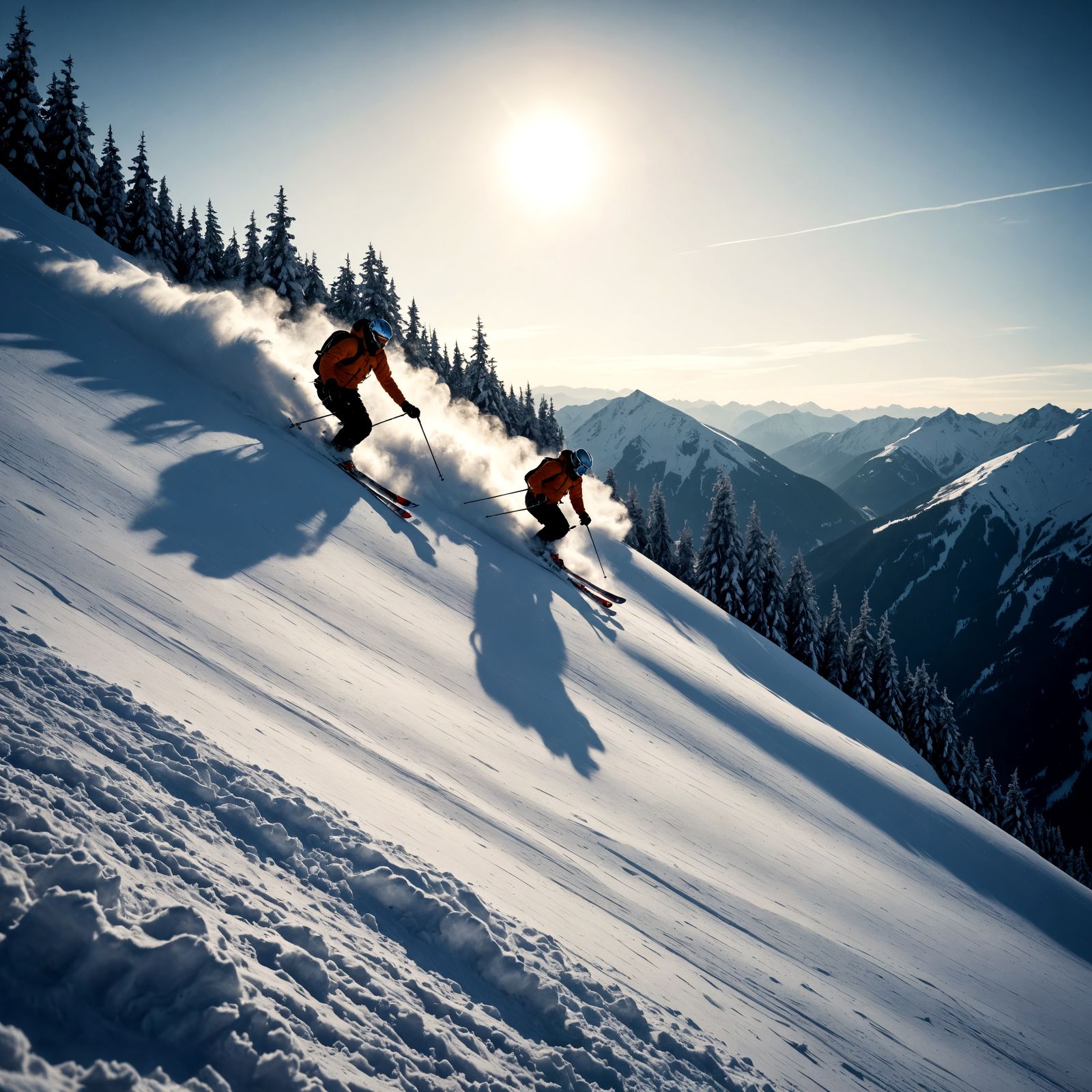 Mountain Slope Ski Scene in Hyperrealistic HDR