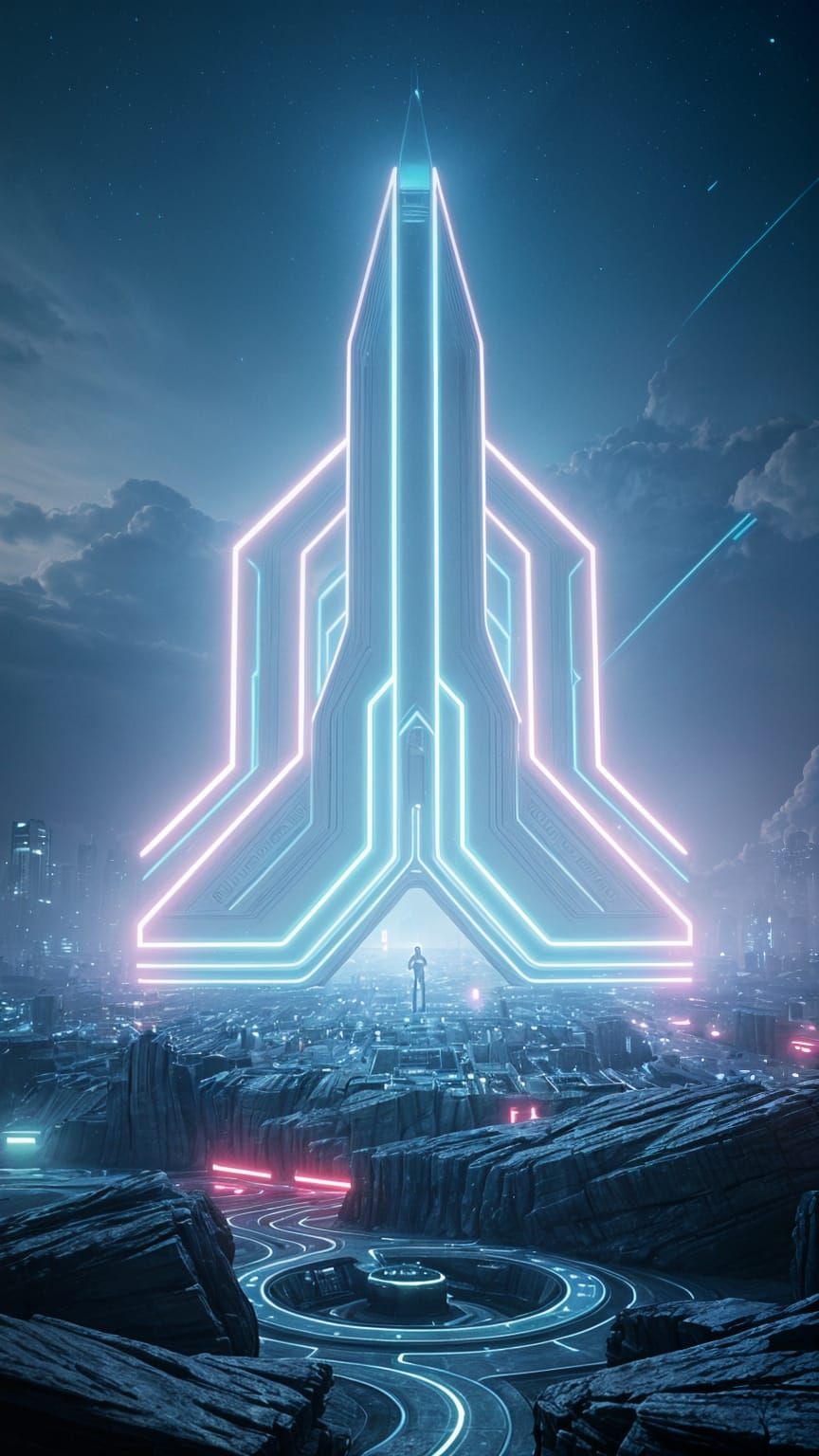 Epic Digital Artwork in Neon-Lit Cyberpunk Style