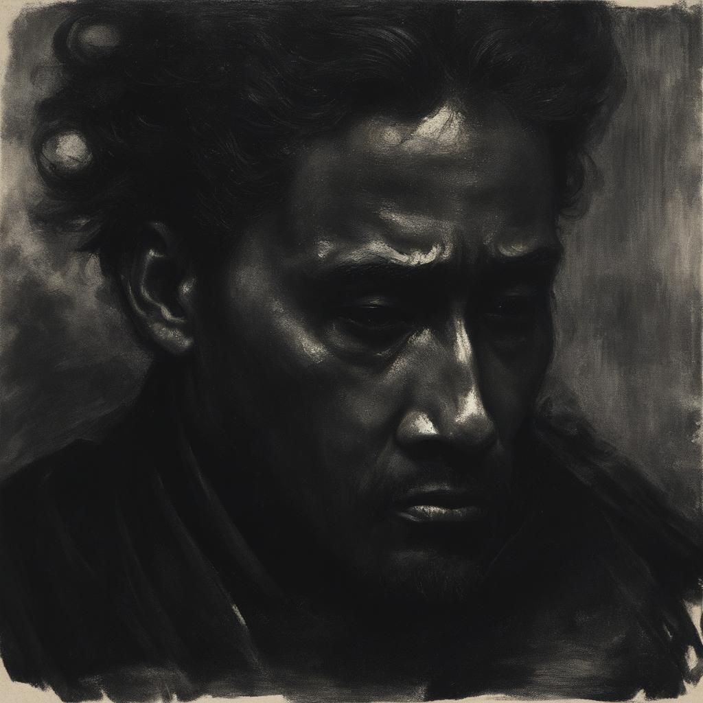 Sorrowful Man Crying in a Historical Painting