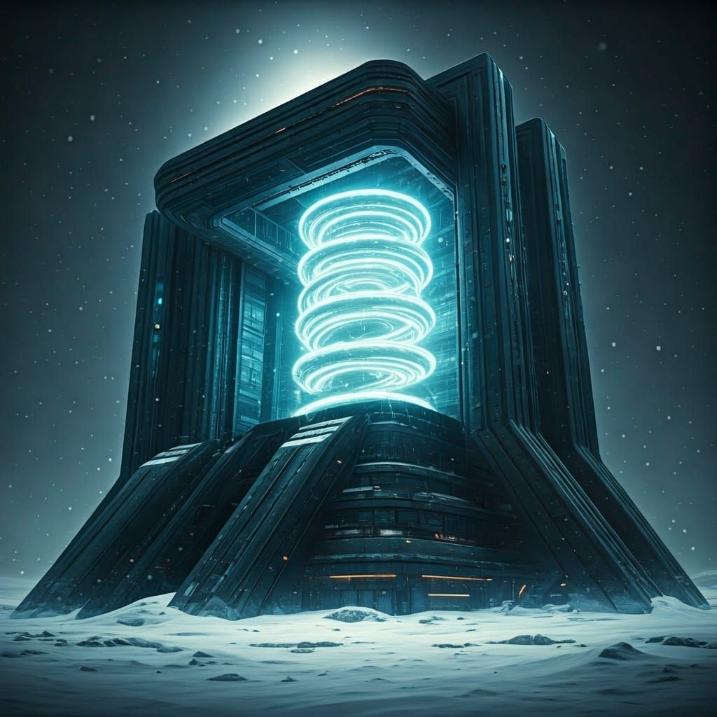 Futuristic Arctic Power Generator in Cyberpunk Style