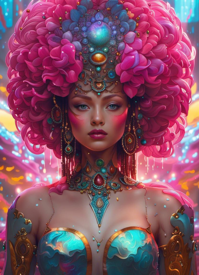 Rain Cloud Storm Goddess: Elaborate Digital Art