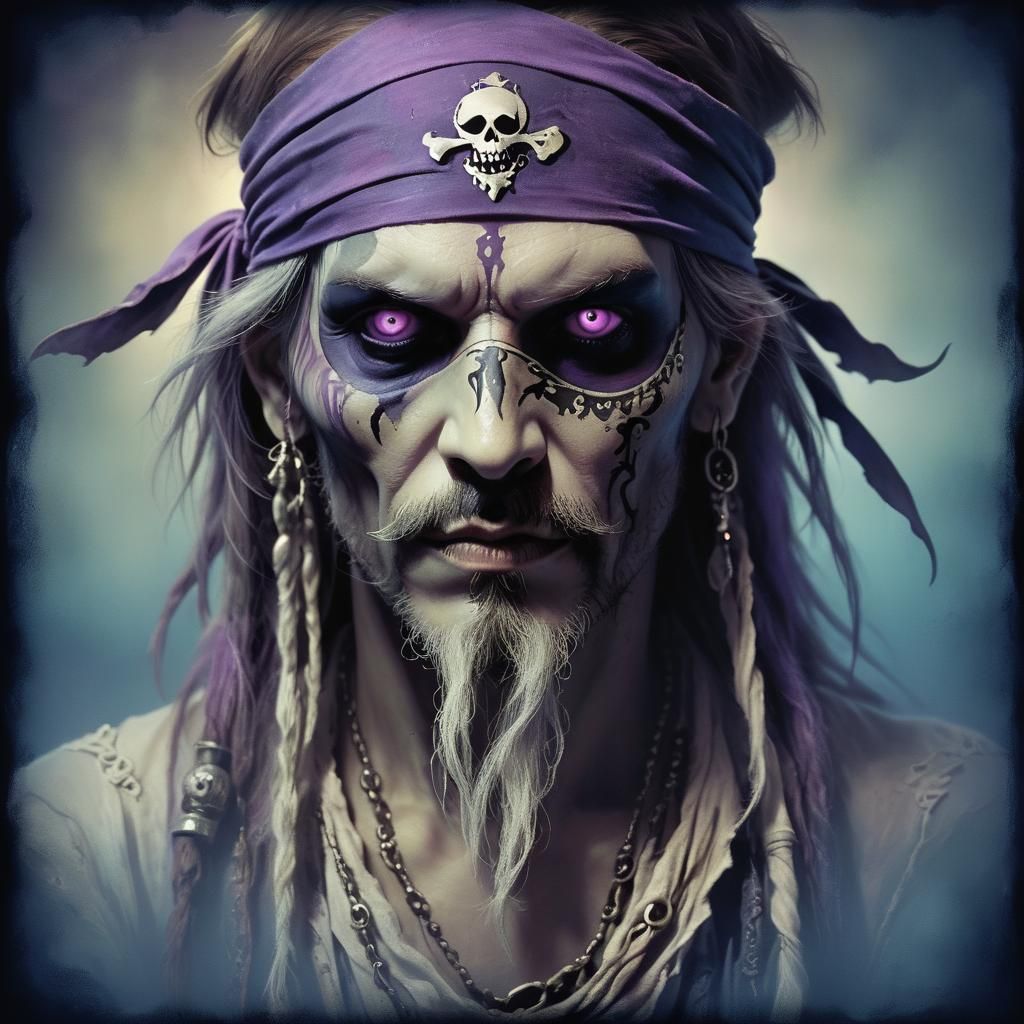 Ghost Pirate Portrait in Pastel Gothic Art Nouveau