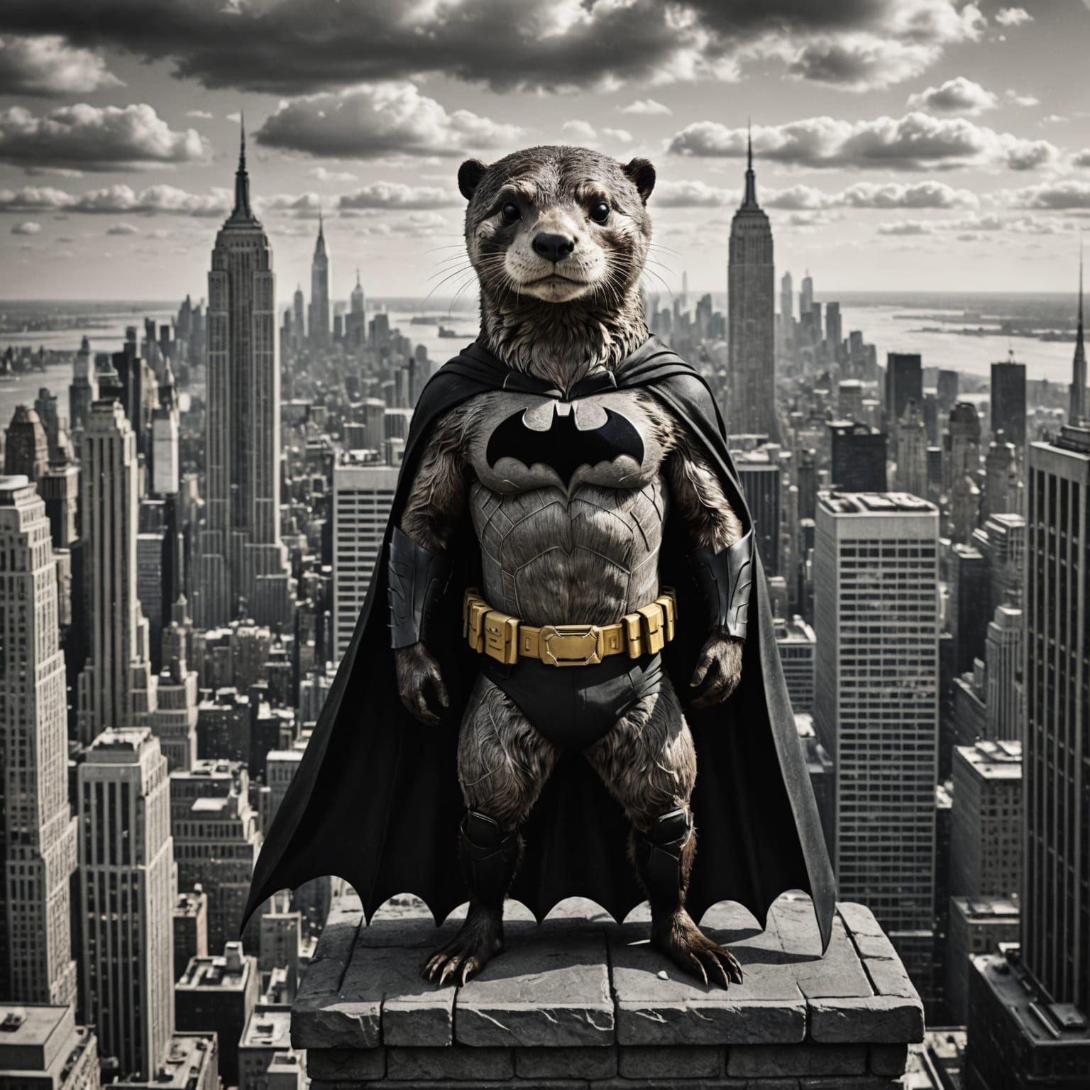 Otter in Batman Costume on Empire State Building