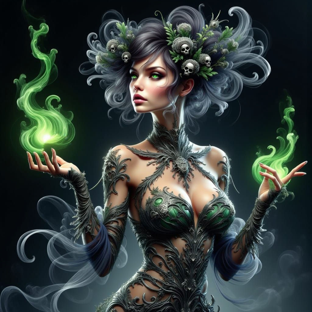 Female Necromancer in Revealing Medieval Dress