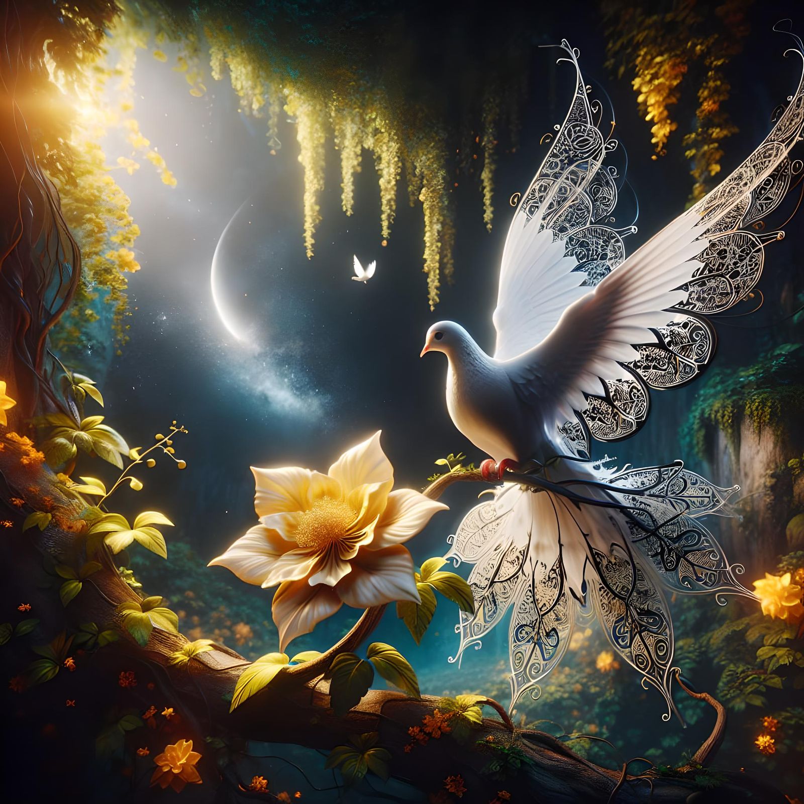 Lace-Winged Dove in Enchanted Forest Photograph