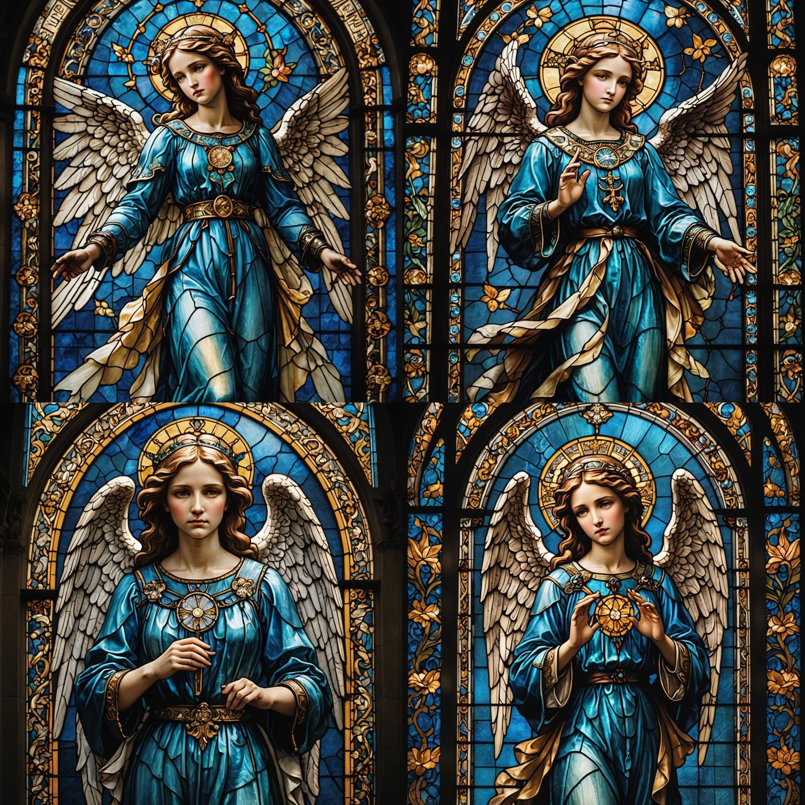 Elaborate Stained Glass Angel in Cinematic Style