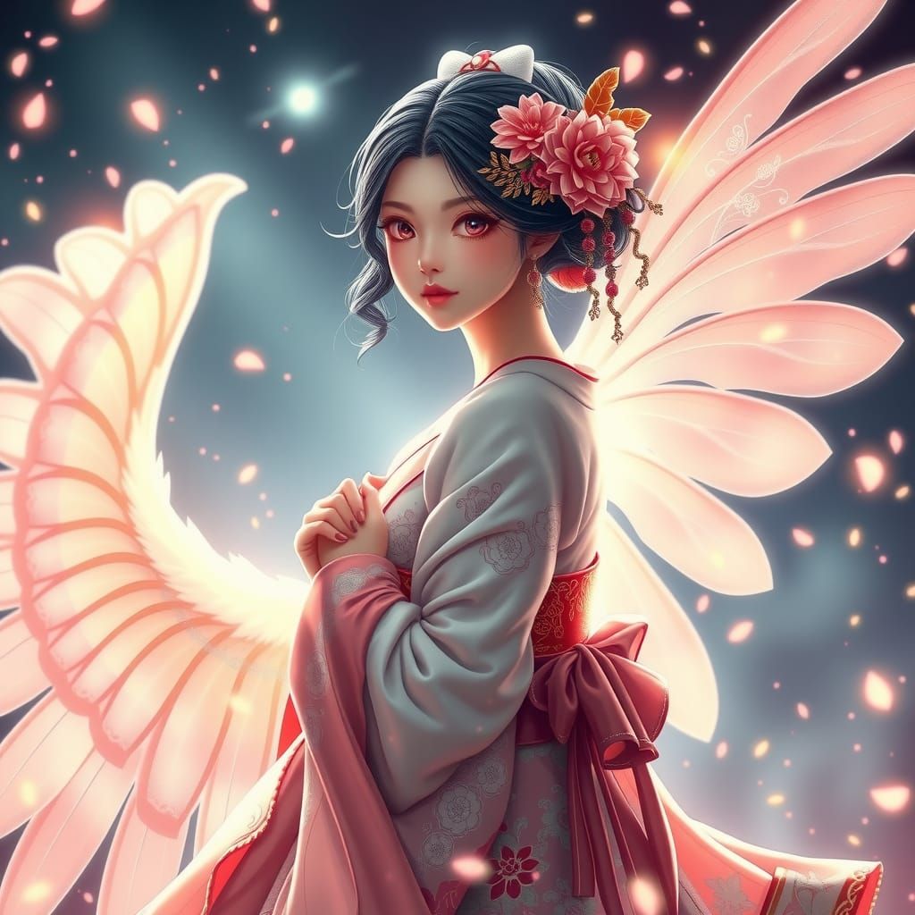 Elegant Fairy Geisha in Anime Style