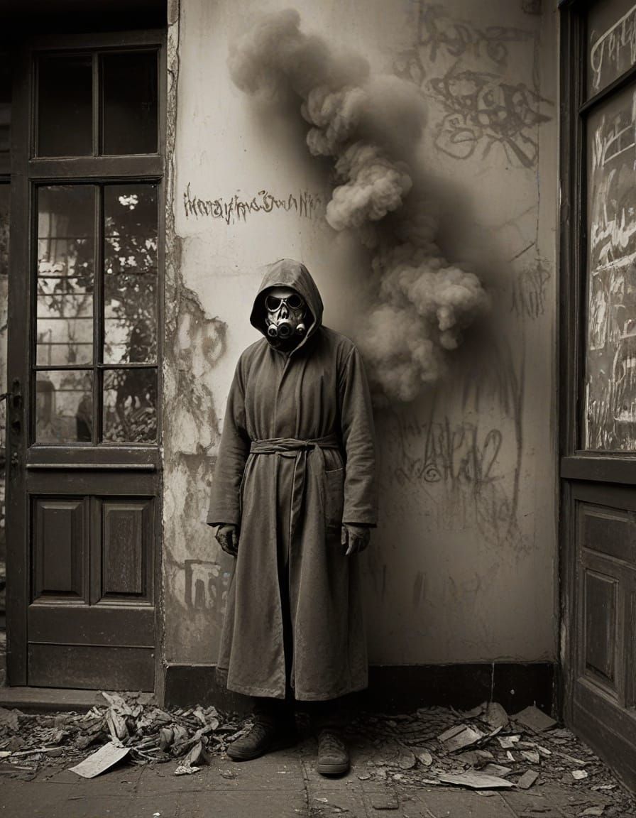 Sepia-Toned Toxic Graffiti: A Ghastly Vision