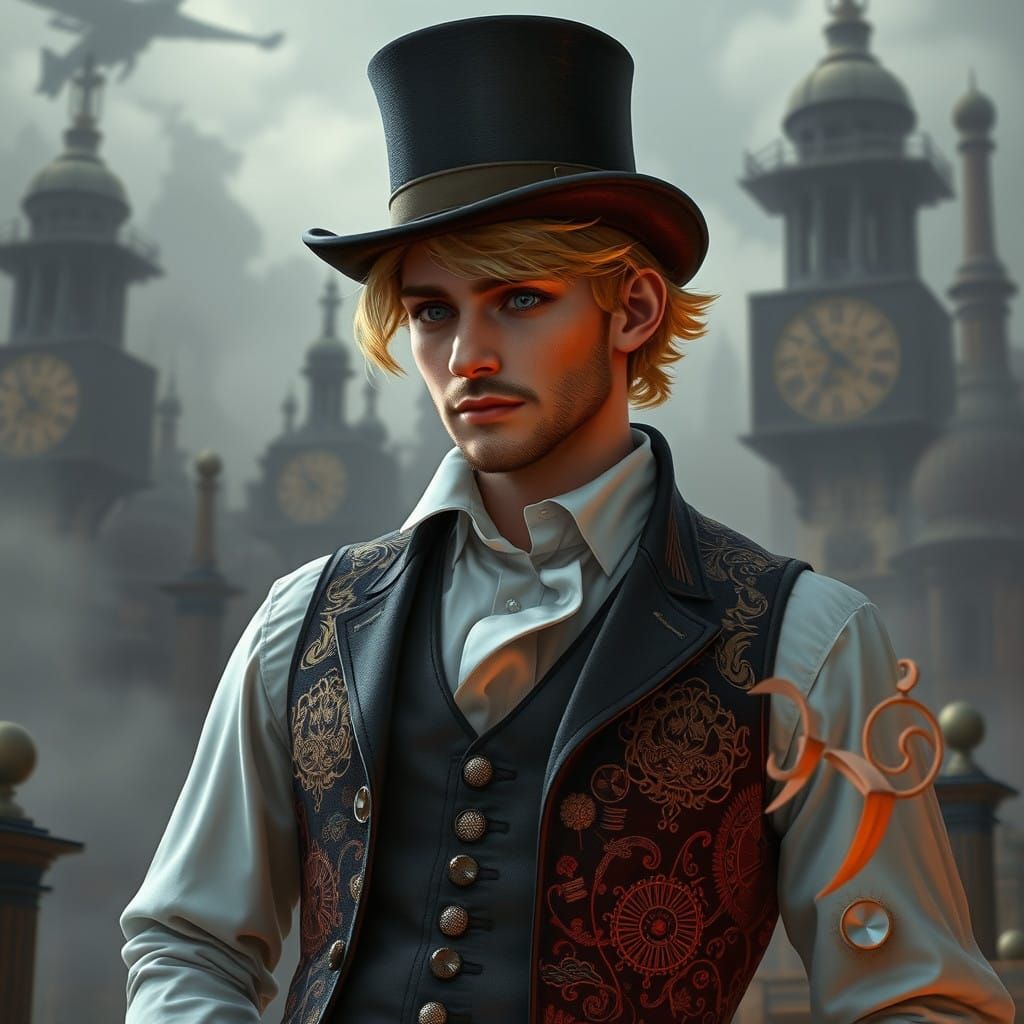 Steampunk Gentleman in Clockwork Fantasy