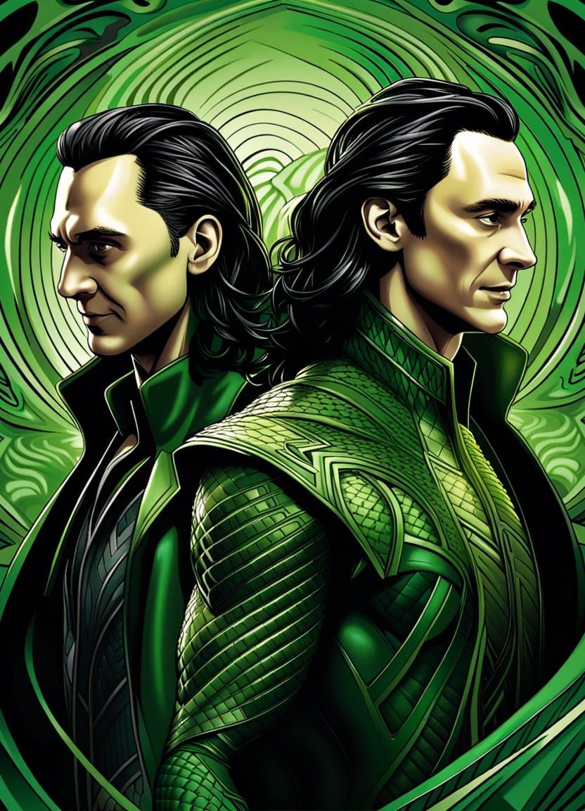 Loki Portrait in Comic Book Art Style
