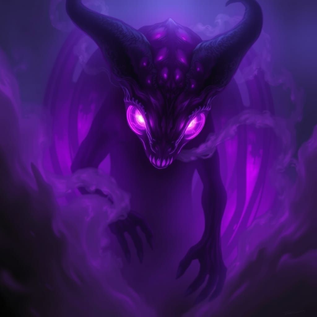 Ethereal Purple Creature in Gothic Dreamscape