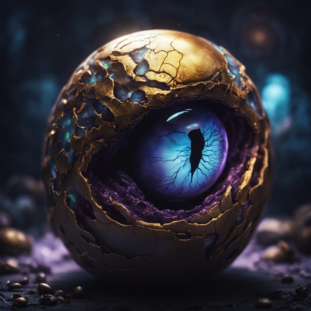 Biomechanical Alien Embryo Concept Art in Dark Fantasy Style