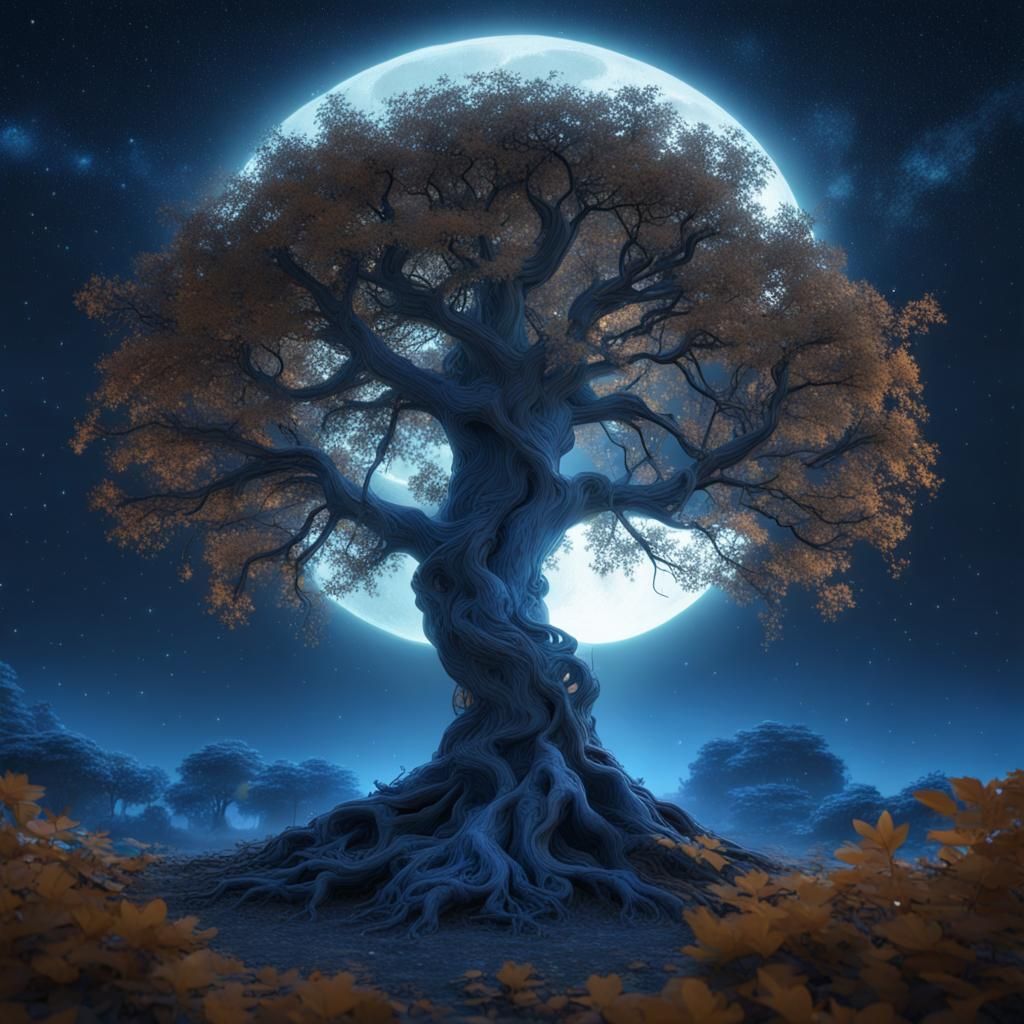 Tree of Life with Starry Sky in Fantasy Art