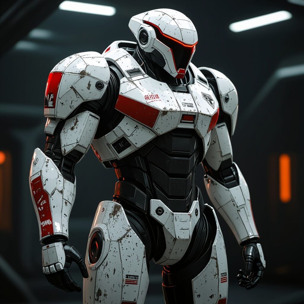 Sleek White and Red Jaeger with Dynamic Lighting