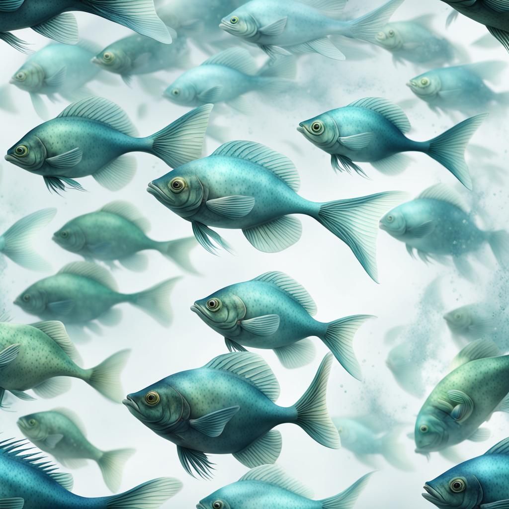 Dreamy Fish Swimming in a White Ocean