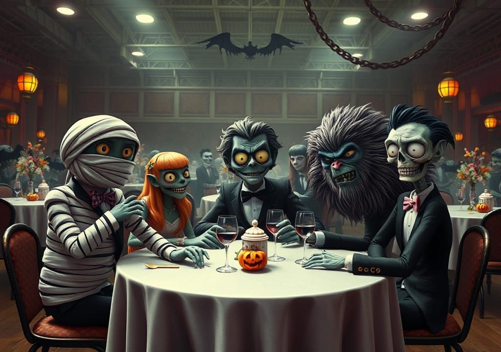 Monsters at High School Prom in CGI Style