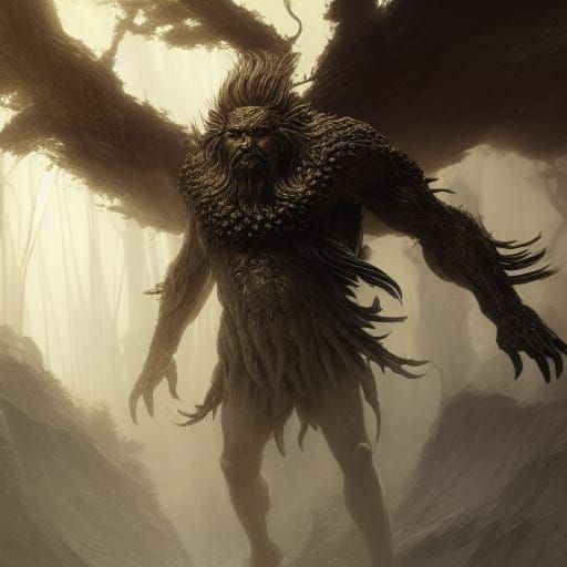 Ancient Nature God in Dark Fantasy Style