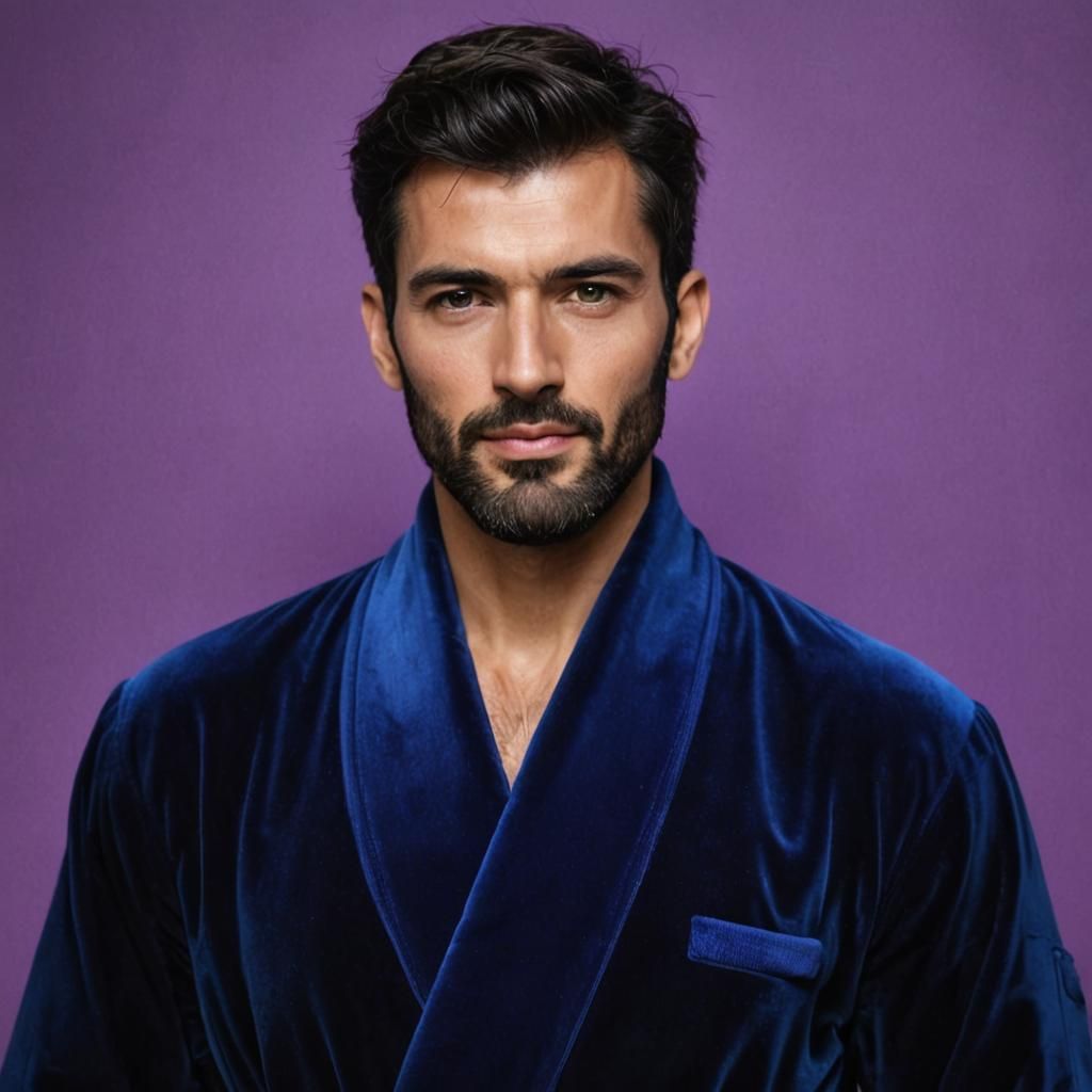 Man in Blue Velvet Robe: Impressionist Portrait