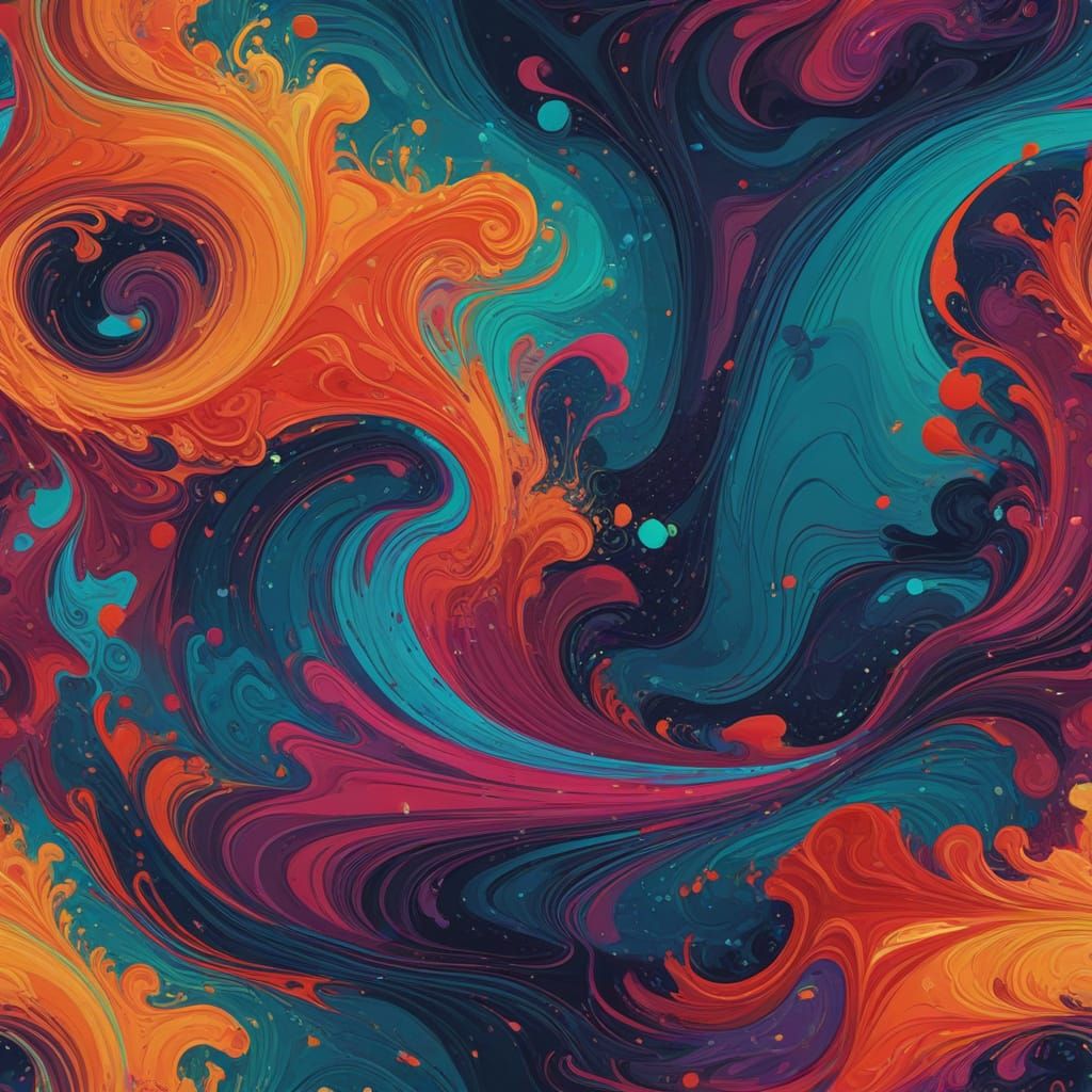 Psychedelic Art: Vibrant Abstract Landscape Digital Painting