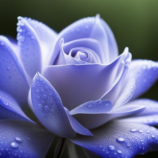 Blue Rose with Dew Drops in Fog