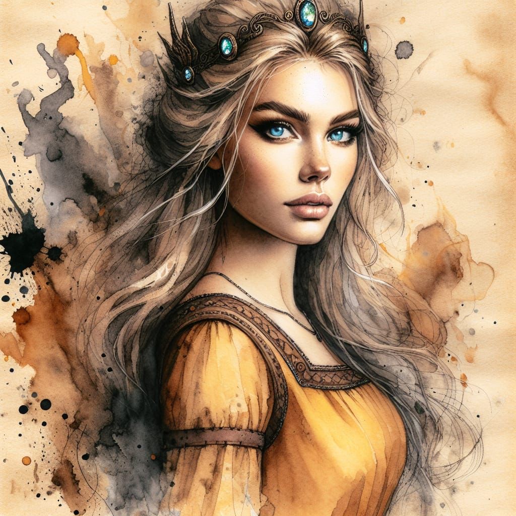 Ethereal Norse Goddess in Smoky Mist