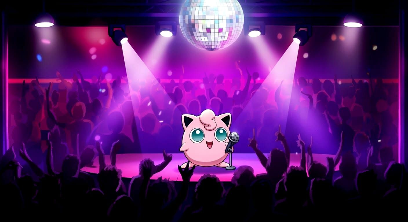 Jigglypuff on Stage in Anime Style