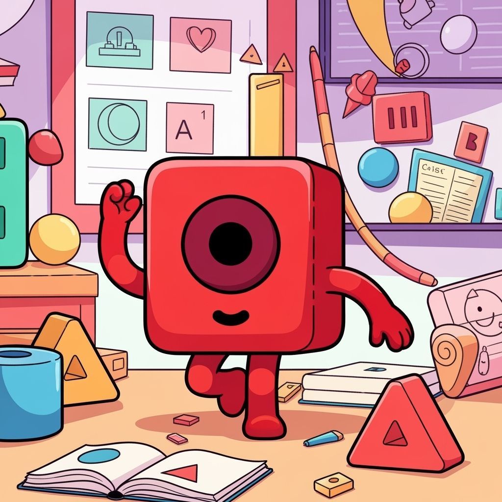 Playful Red Number Block in Educational Setting