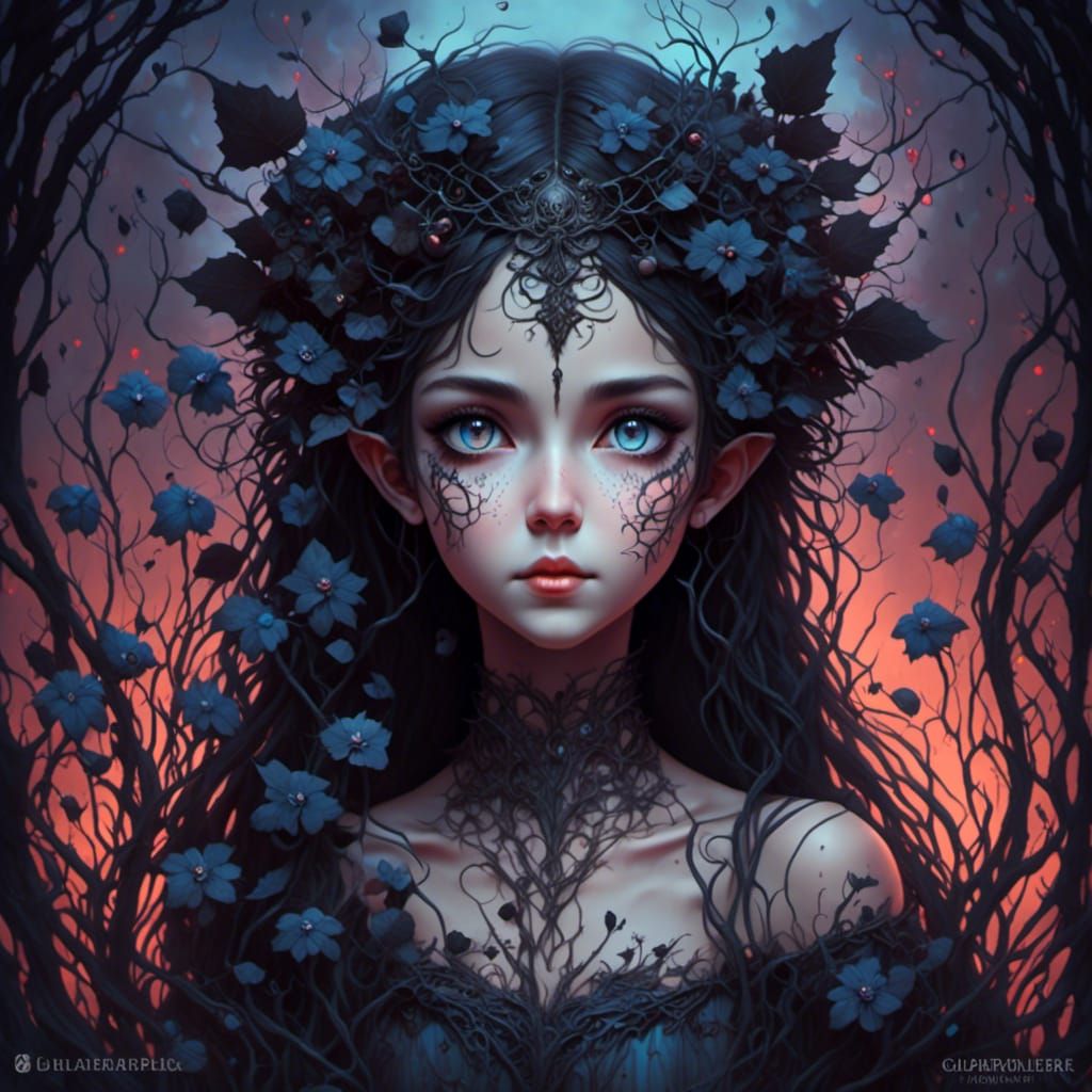 Twilight Enchantress with Vine Staff in Hyperrealism