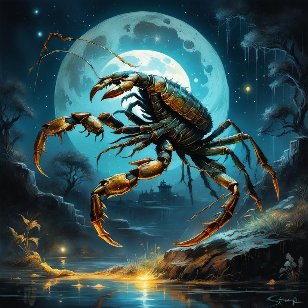 Moonlit Scorpion in Detailed Fantasy Art