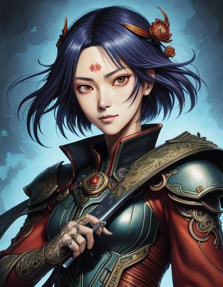 Manga illustration by Katsuya Terada. Close-up. A chibi fema...