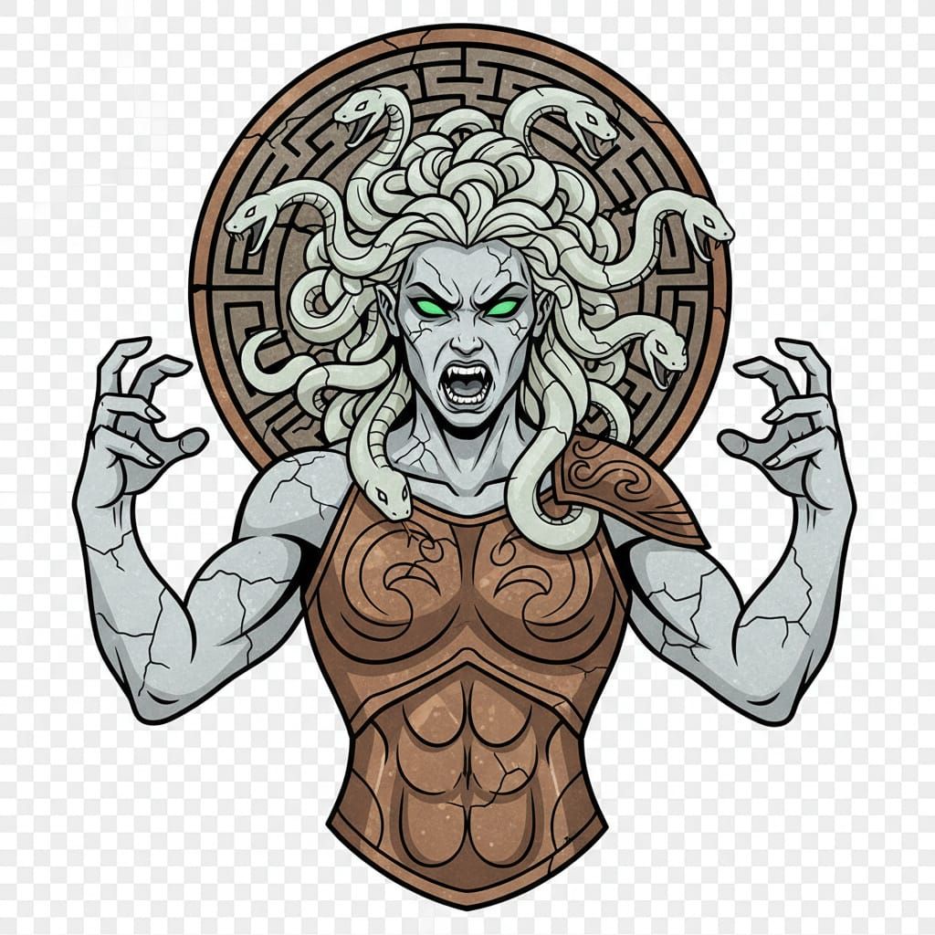 Mythic Medusa Illustration for T-Shirts and Merch