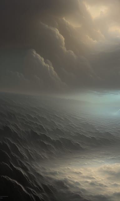 Eldritch Hurricane Over Cloudy Blue Sky: Artstation Concept