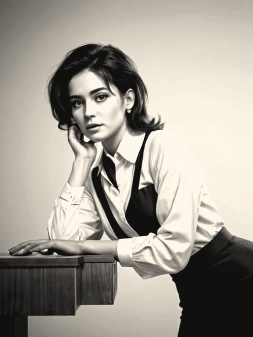 Vintage Glamour Pin-Up Girl with Intense Gaze