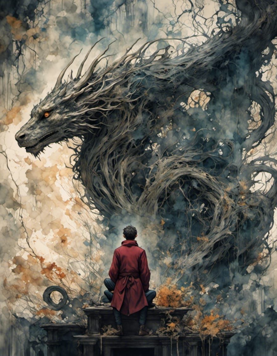 Anime Dragon Lord Cat in Studio Ghibli Style