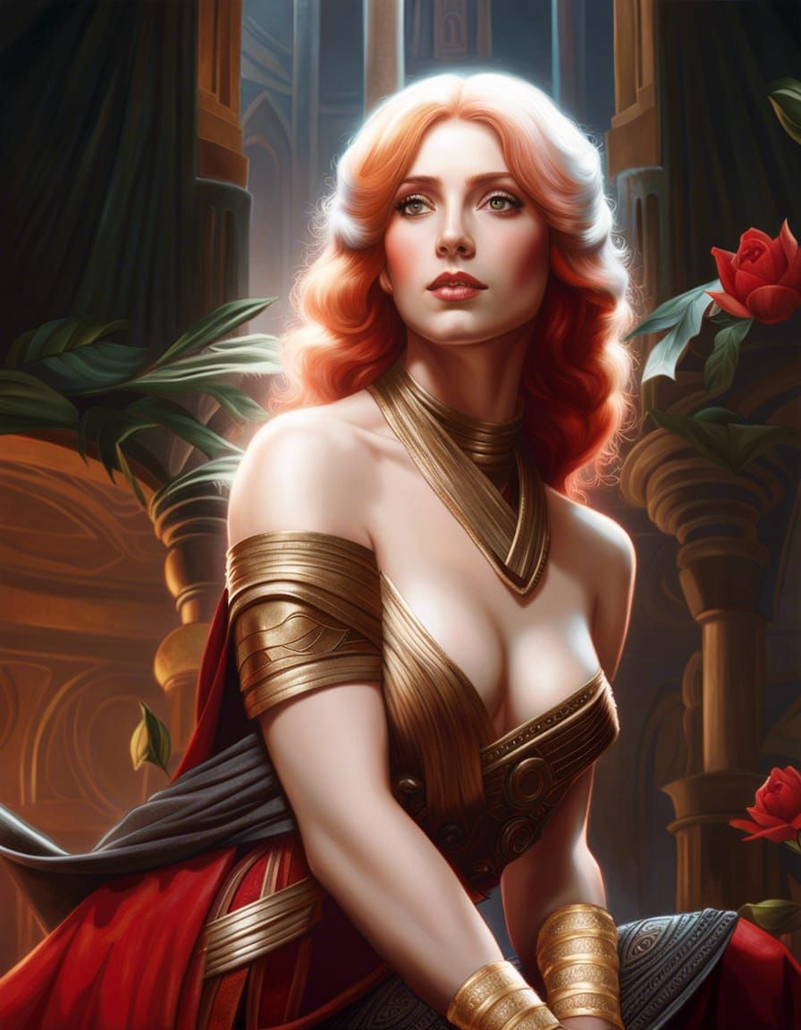 Rococo Jedi Lady Portrait with Red Hair