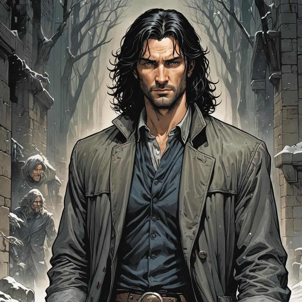 Carelessly Handsome Man with Black Hair, Comic Book Art