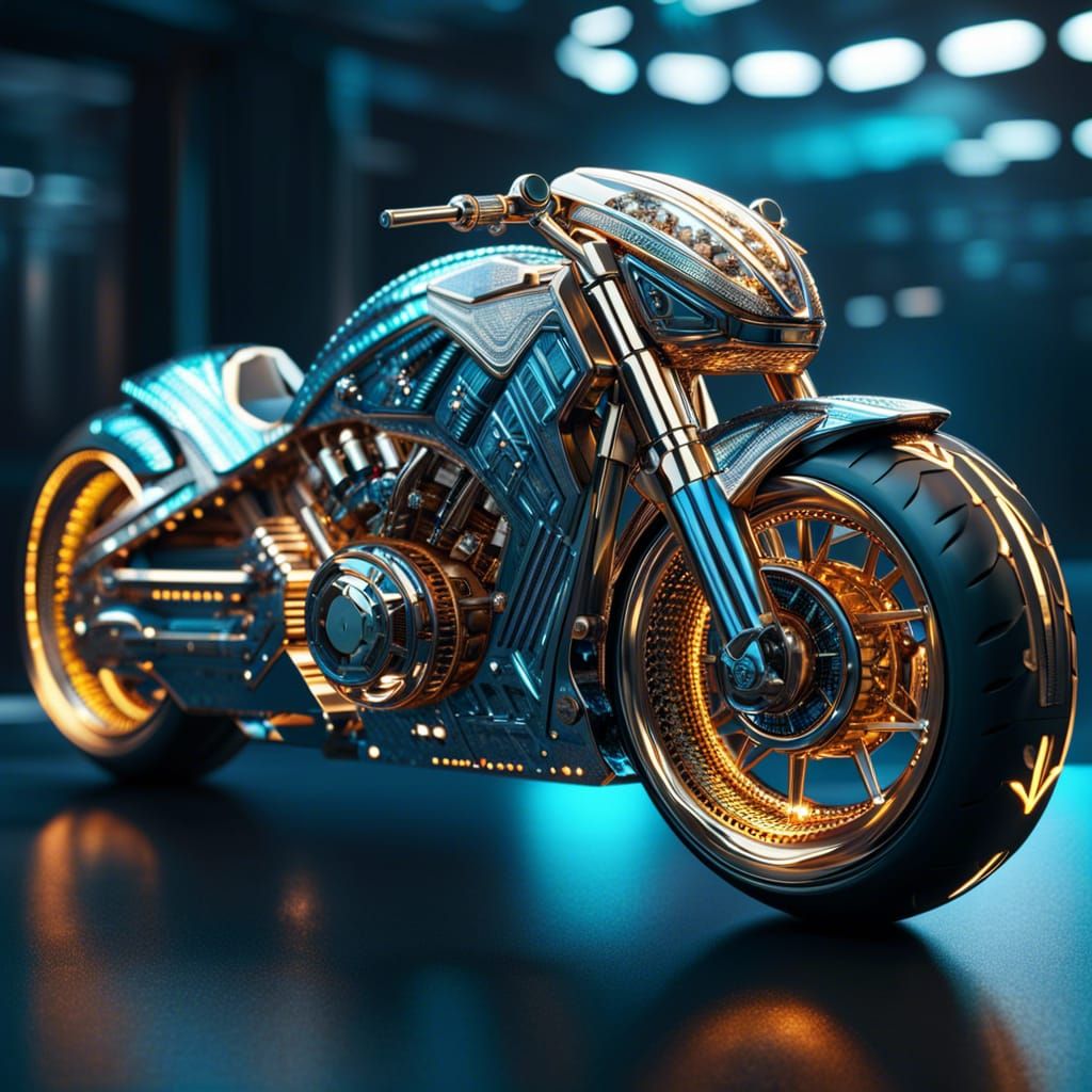 Futuristic Sci-Fi Diamond Motorcycle in 8K