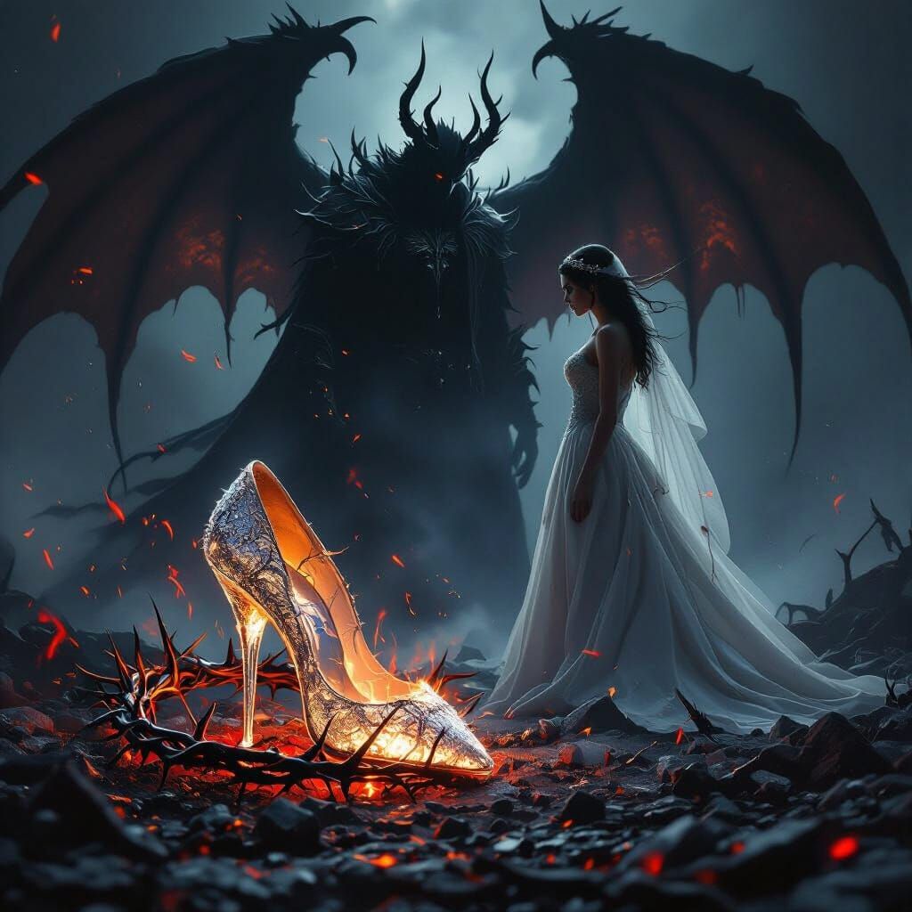 Shattered Glass Slipper & Demon Prince Fantasy Art