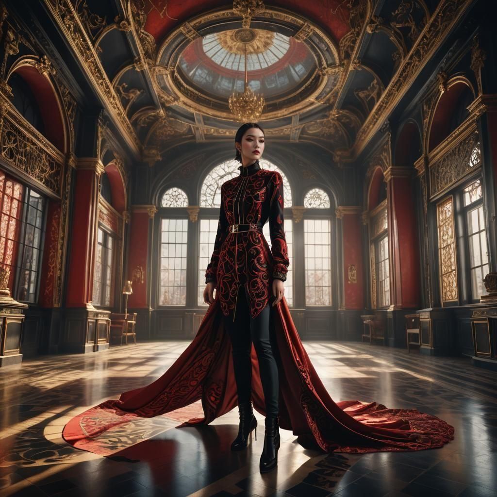 Hyper-Realistic Fashion Photography in Red and Black