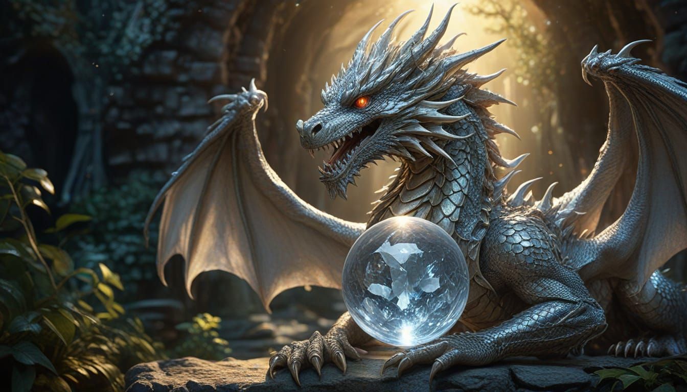 Regal Silver Dragon in Mystic Grotto