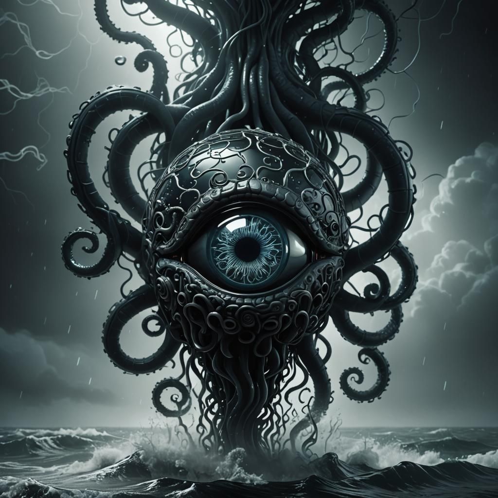 Dark Fantasy Brain in Glass, 3D Render