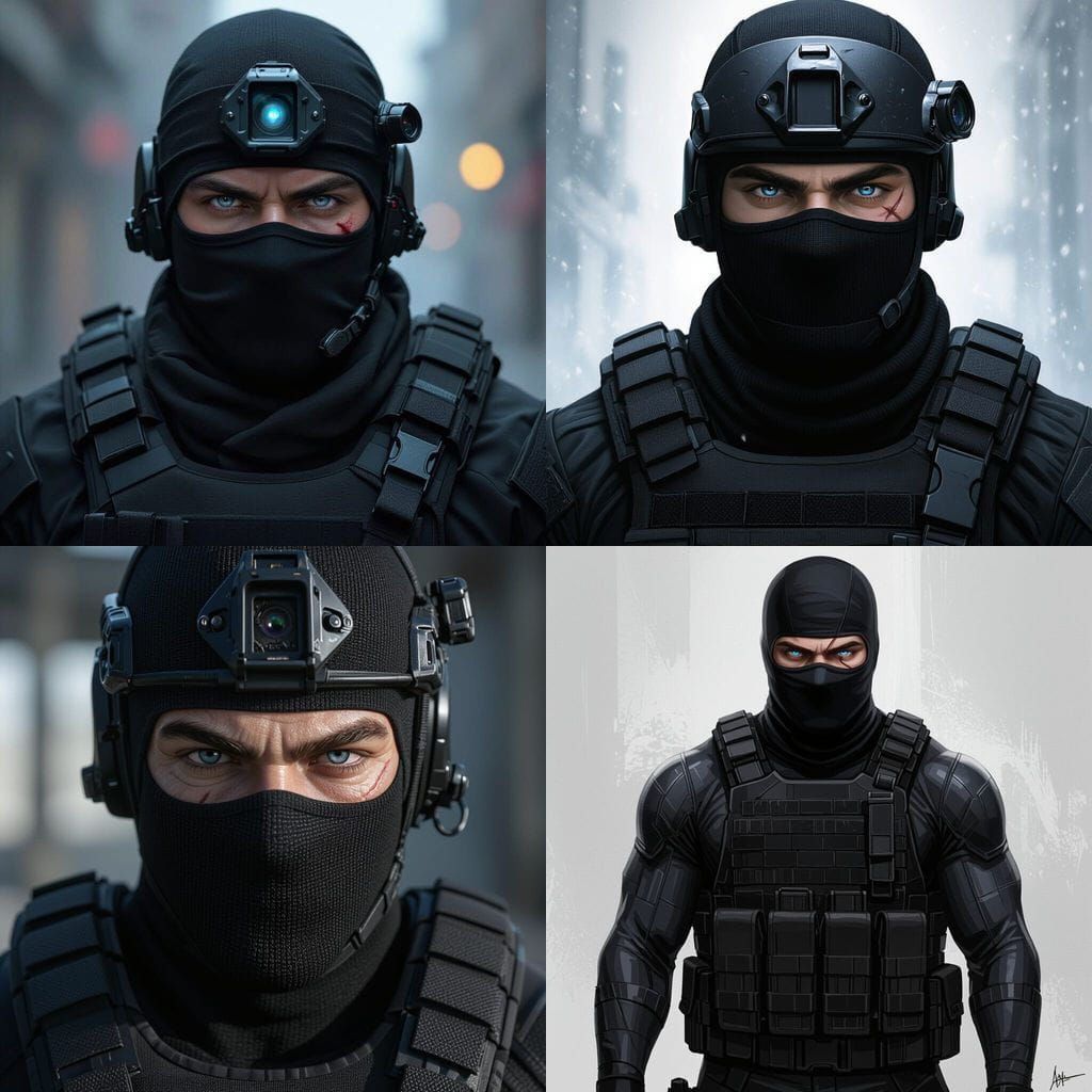 Muscular Commando Soldier in Tactical Gear