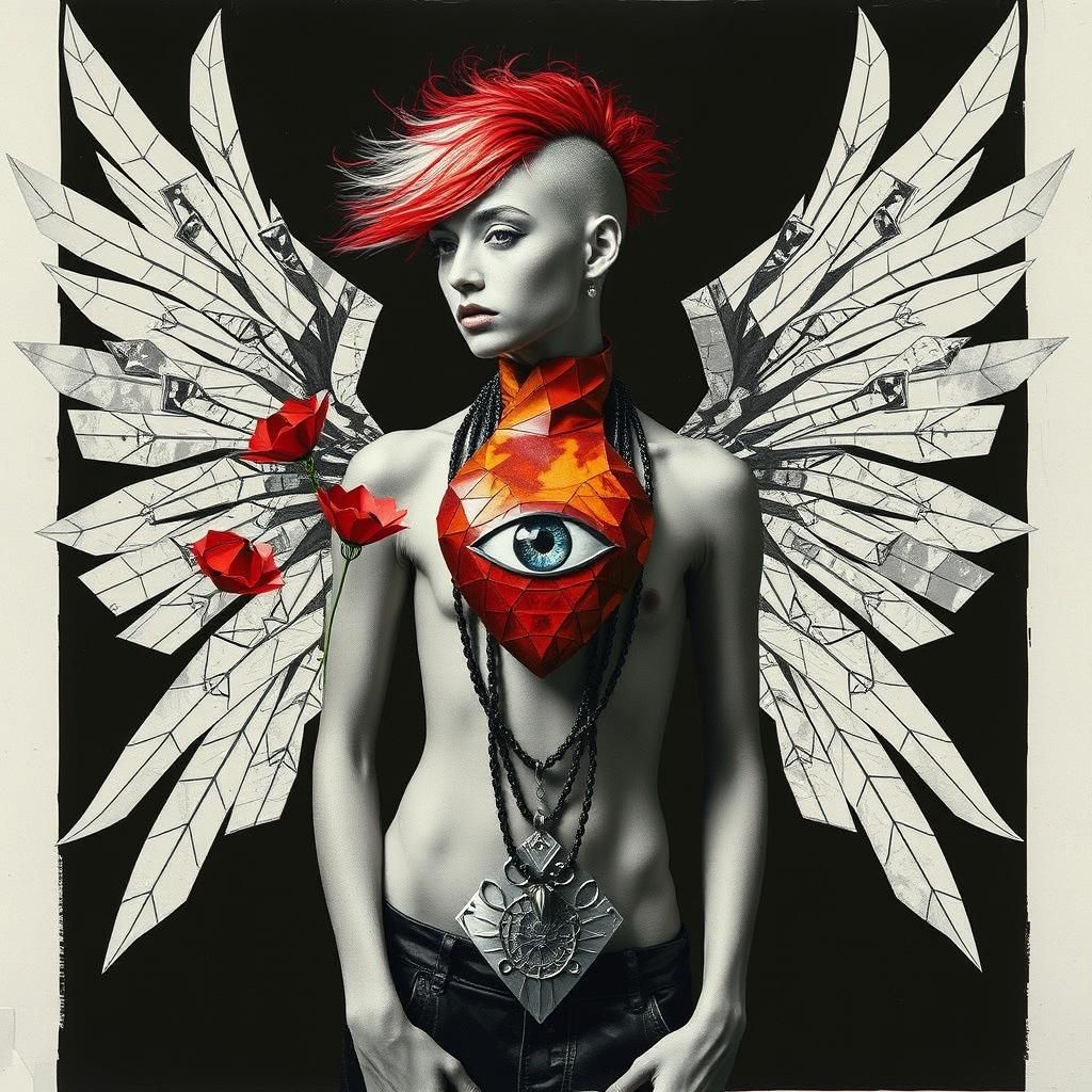 Avant-Garde Fashion: Geometric Wings in Black and White