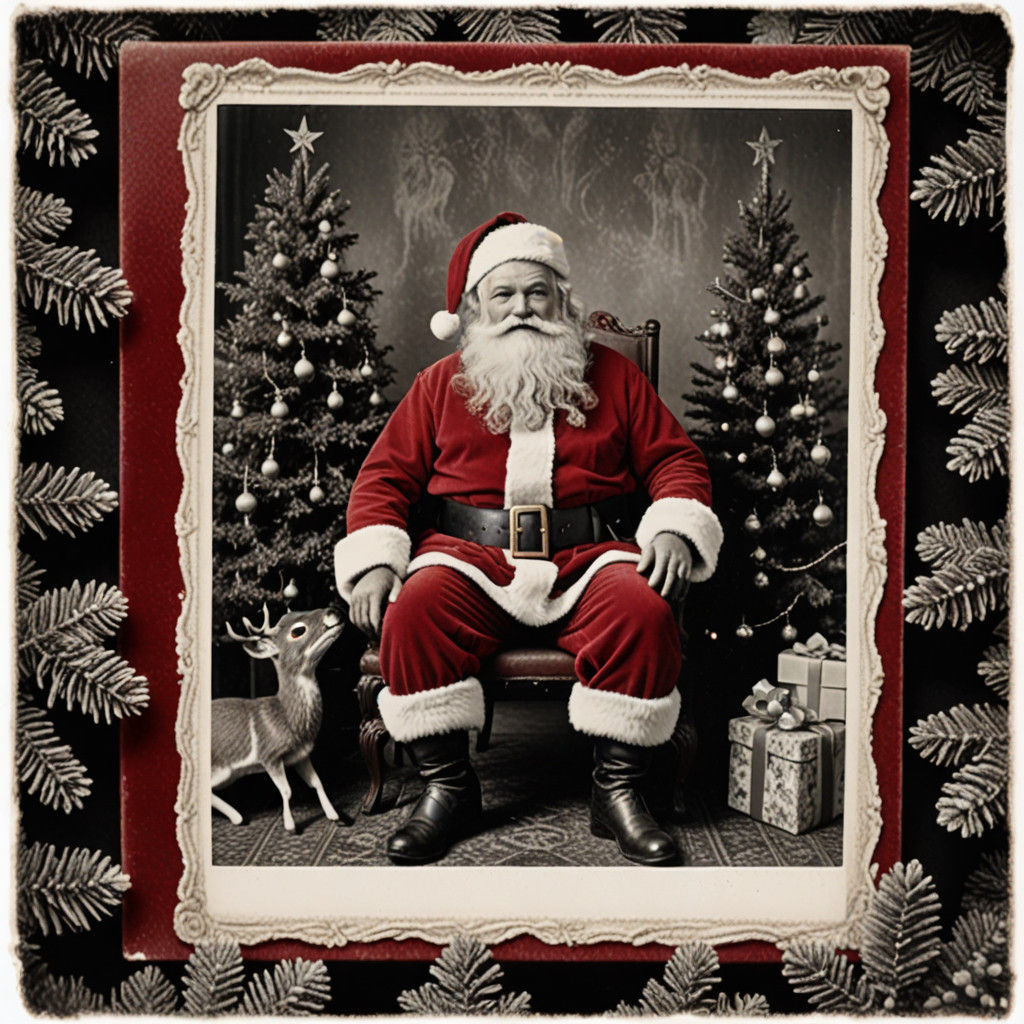 Vintage Santa Claus at Christmas in Red Velvet