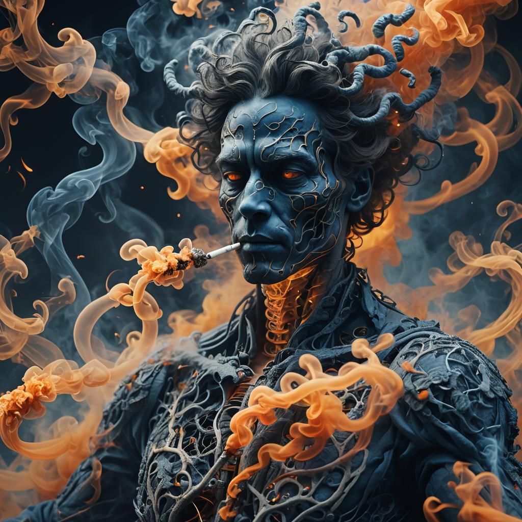 Smokey Figure Smoking: A Digital Matte Painting