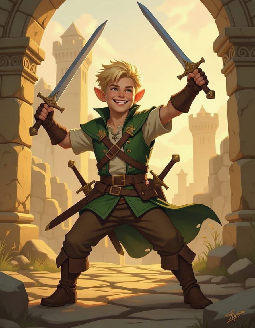 Hobbit Rogue with Daggers, Confident Smirk