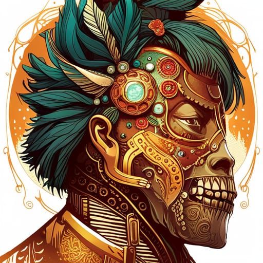Steampunk Aztec Werewolf in Luminous Colors