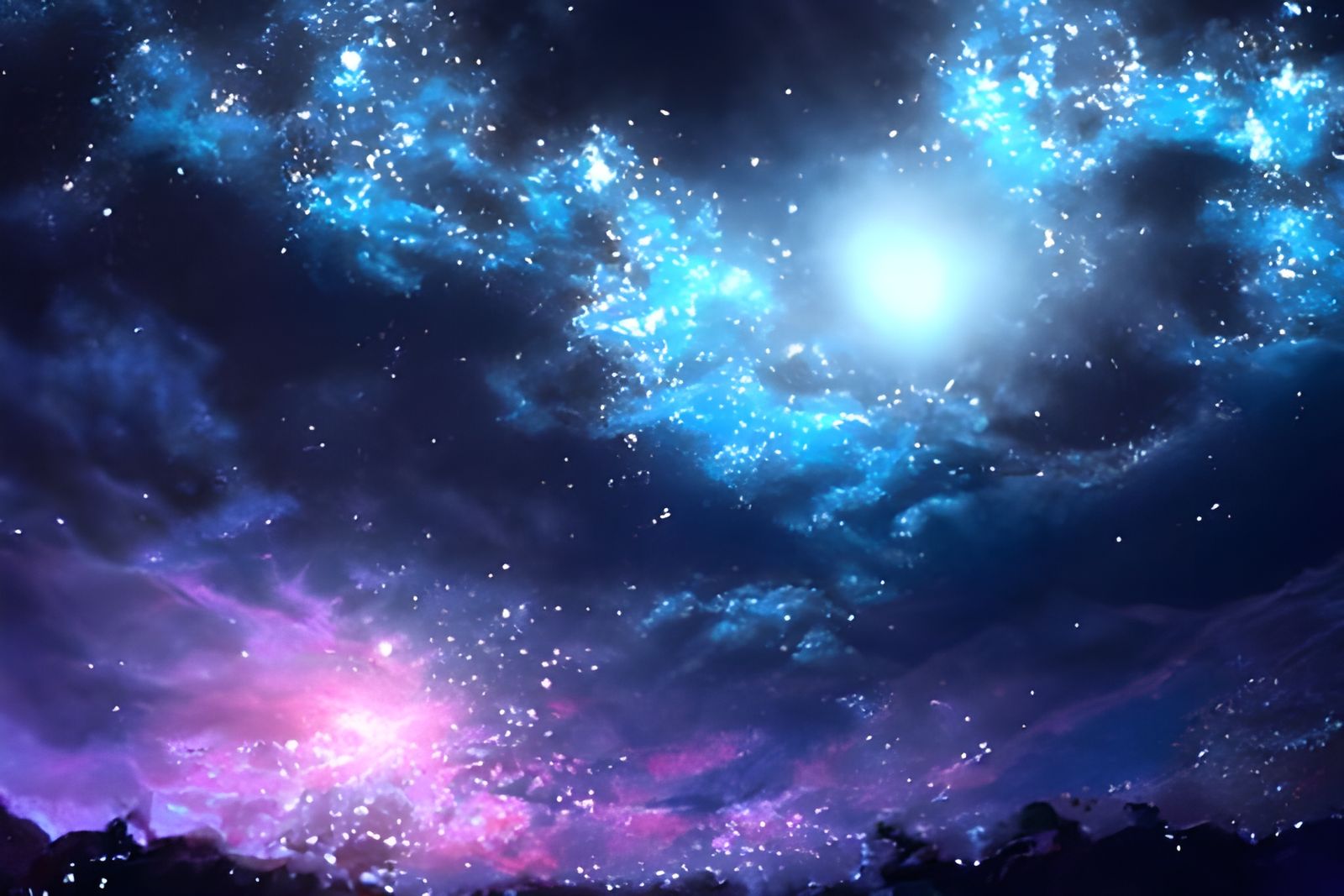 Magnificent Night Sky Landscape in Detailed Matte Painting