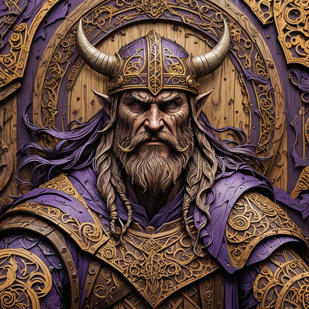 Laser Cut Wood Viking: Dark Fantasy Concept Art