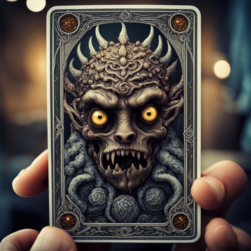 Intricate Little Monster Tarot Card in HDR